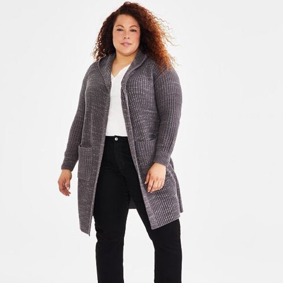 Style & Co Plus Size Hooded Cardigan - NWT  Gray - Picture 1 of 2